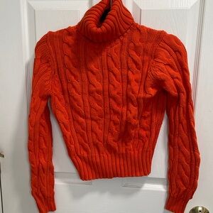 Women Ann Taylor Orange Cable Knit Sweater